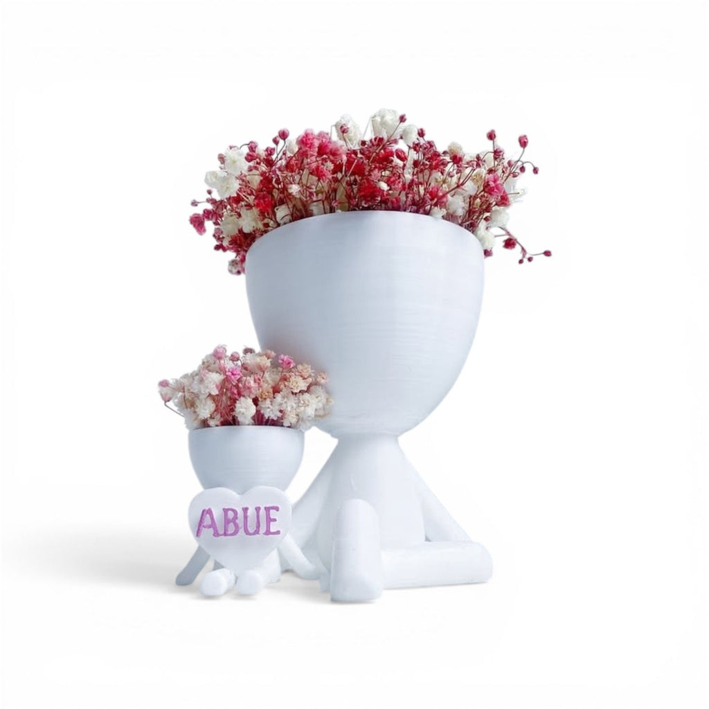 Silueta Abuela con Flores Inmortalizadas - Homenaje Día de la Madre